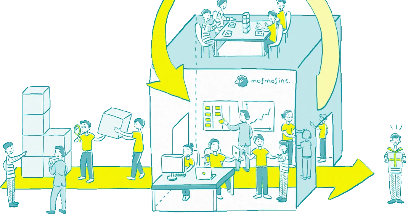 工場で何かを作っている人たちのイラスト